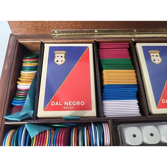 RARE Dal Negro Treviso - Playing Card Game Poker Set w/ Unique Enamel Top! - Picture 13 of 16